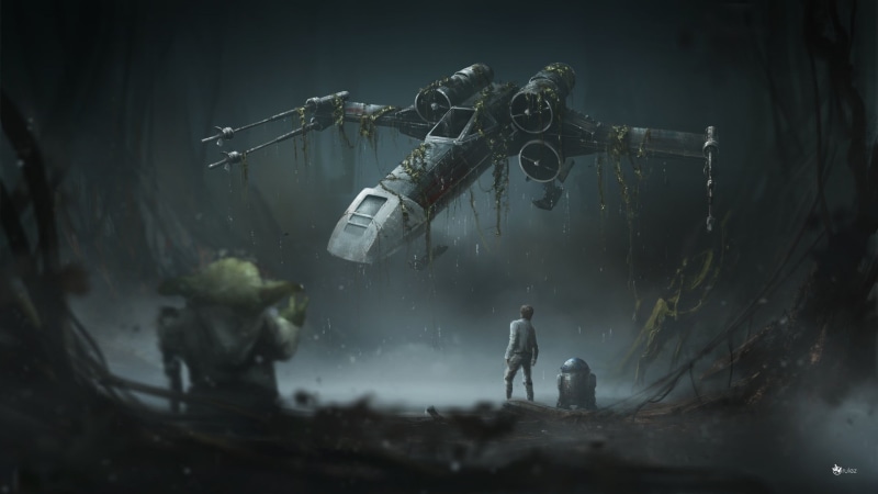 Luke Skywalker, game, military, Yoda, ship, destruction, damaged, nautical vessel, smoke - physical structure, industry, water, accidents and disasters