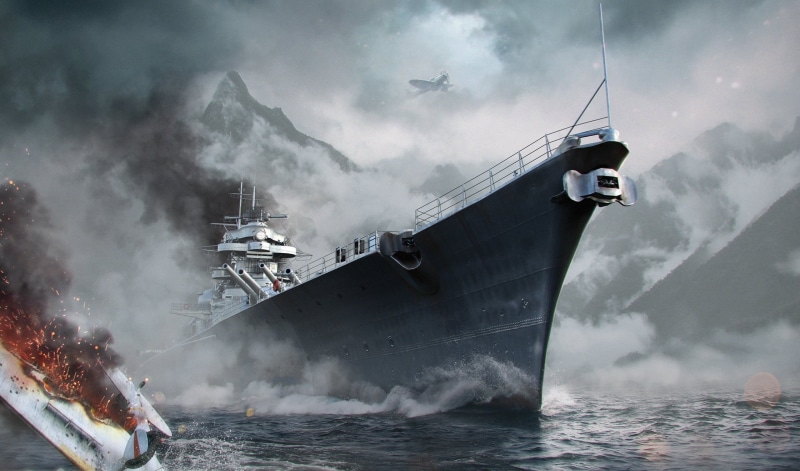storm, sailboat, mode of transportation, Mountains, Wargaming Net, motion, cloud - sky, illustration, Sea, nature, Water, World of Warships, WoWS, smoke - physical structure