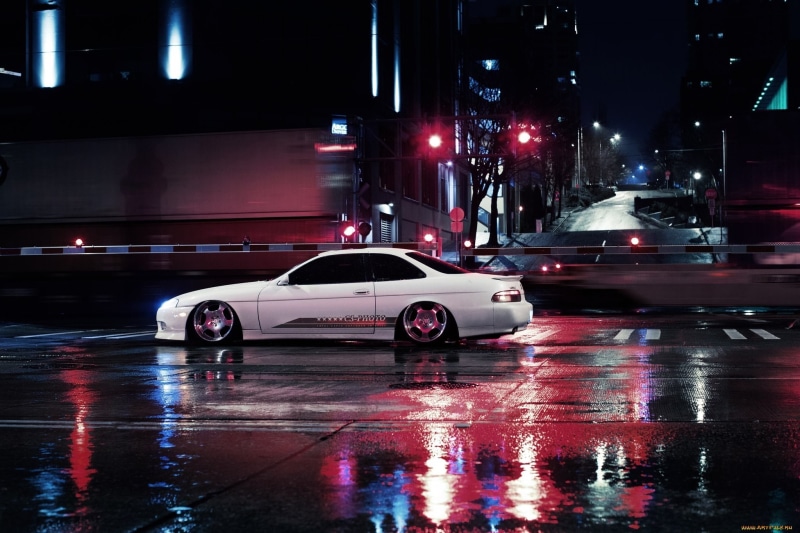 JDM, Low, land vehicle, illuminated, mode of transportation, Drift, Toyota Soarer, accidents and disasters, transportation, street, building exterior, built structure