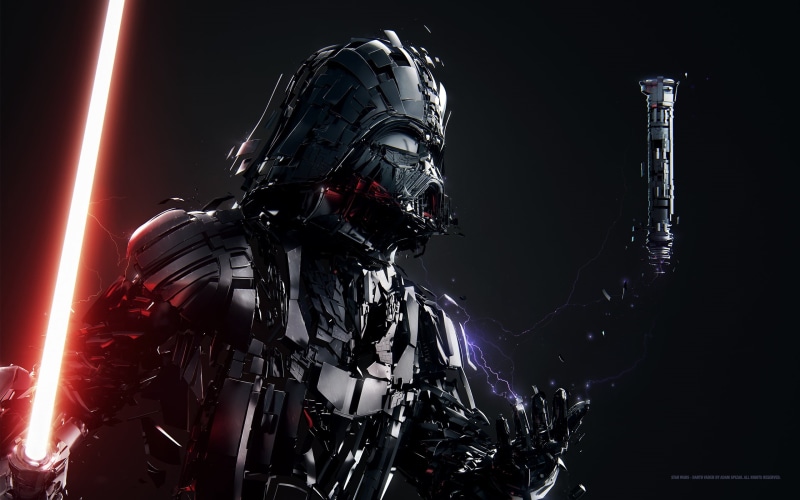 night, indoors, unrecognizable person, music, headwear, Sith, aggression, 2K, government, work helmet, portrait, one person, waist up, illuminated, helmet
