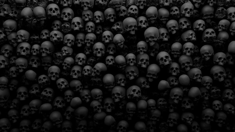 skulls, black, skull, d, 3d, many, 1080P, black skulls
