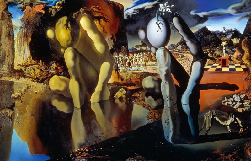 history, creativity, the past, outdoors, architecture, nature, male likeness, 2K, surrealism, Salvador Dali, picture, representation, statue, day, art and craft
