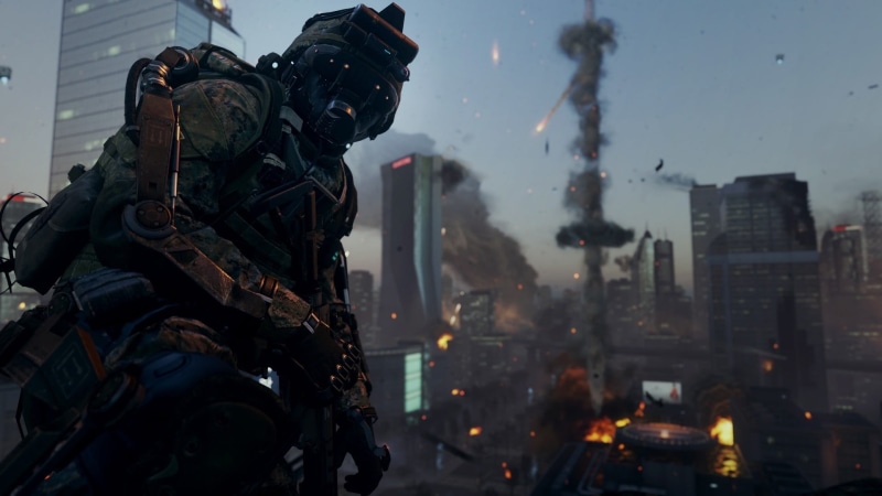 1080P, real people, safety, Call of Duty: Advanced Warfare, city, equipment, dusk, urban Scene, duty, outdoors, night, call, sky, street, game, security