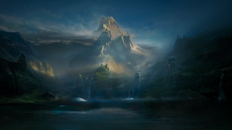 nature, 1080P, capped, idyllic, rock, mountain, environment, scenics - nature, God of War, sunbeam, fog, solid, God of War (2018), video games