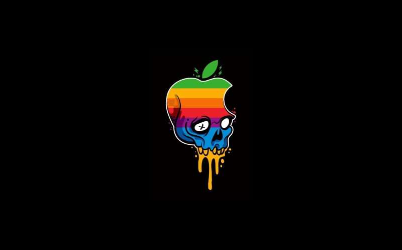 simple background, Apple Inc., 1080P, 2500x1562 px, entertainment, logo, inc, background, simple, hd, skull, x, apple, art, px