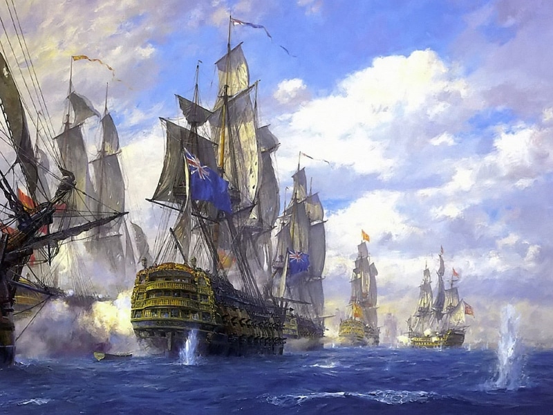 outdoors, power in nature, cloud - sky, motion, naval battles, no people, transportation, Spain, illustration, galleon, water, wave, 720P, nature, sailboat