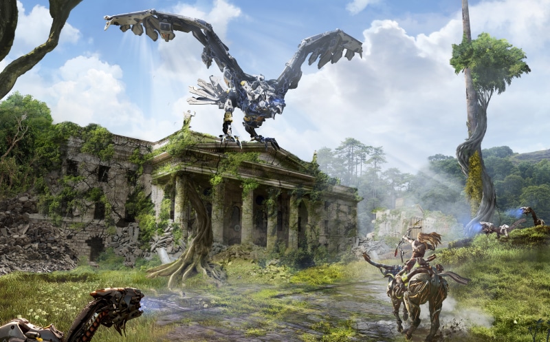Hunter, motion, animal, plant, day, scenics - nature, sky, 2017, zero, cover, dungeon, vertebrate, videogame, Dublin, 8K, outdoors, Game, robots, roboticcreatures