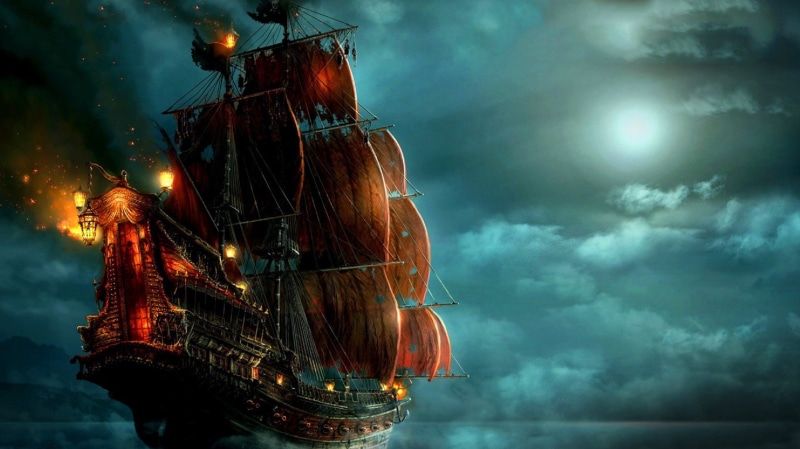 ghost ship, 1080P, ship, artwork, pirates, sailing ship, fantasy art, lantern