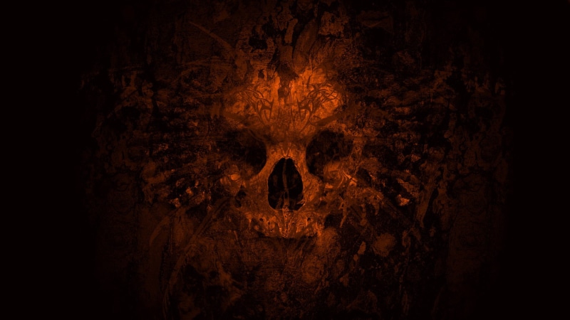 digital/artwork, black, dark, 1080P, skull, abstract, brown, painting, hd