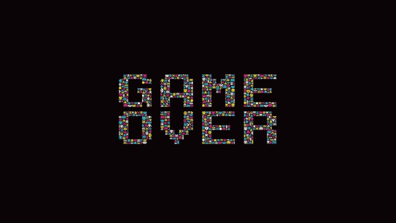 close-up, GAME OVER, number, communication, studio shot, video games, simple background, indoors, leisure games, retro games, digital display, illustration