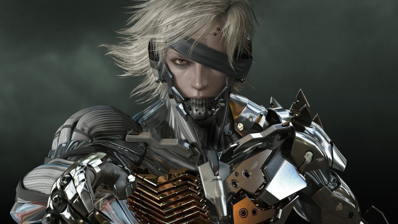 studio shot, Raiden, females, indoors, armor, one person, holding, metal, Metal Gear Rising: Revengeance, young adult, digital, portrait, young women, clothing