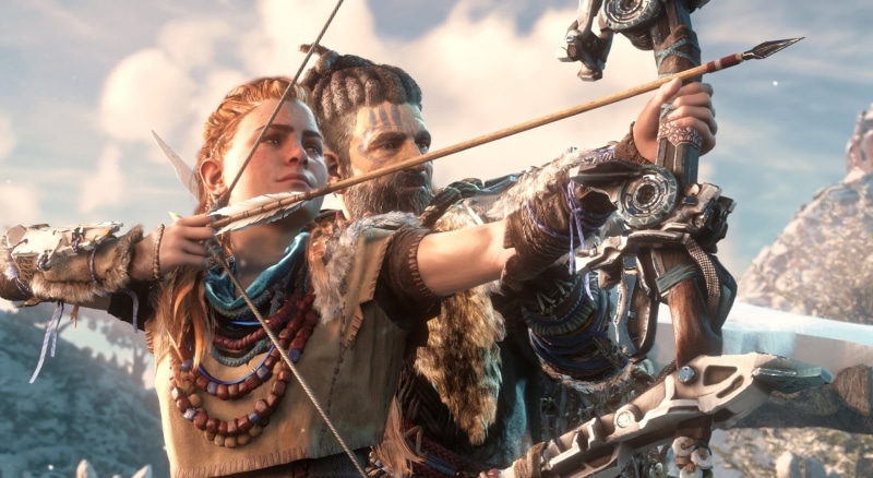 young adult, dawn, Games, fighting, Aloy, day, portrait, zero, 2017, tribe, bow, young women, videogame, outdoors, real people, strength, sunlight, period costume