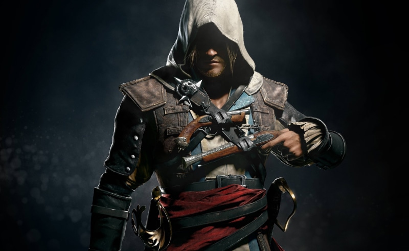 edward kenway, men, creed, assassin, warning sign, adult, Assassins Creed, iv, flag, waist up, hood - clothing, black, communication, s, front view, young adult