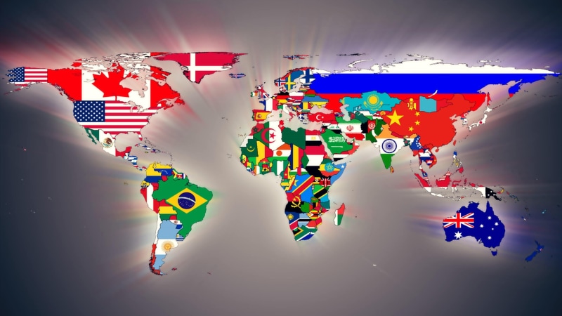 world map, flags, 4K, countries, map, life