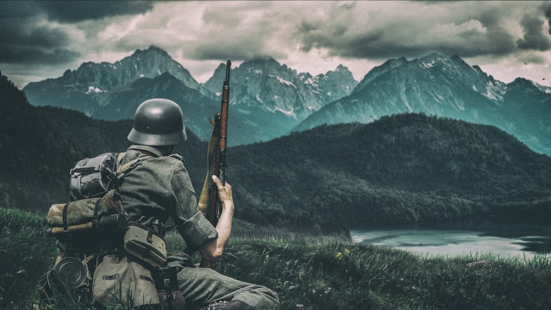colorized photos, 2K, waffen ss, mountains, World War II, Nazi