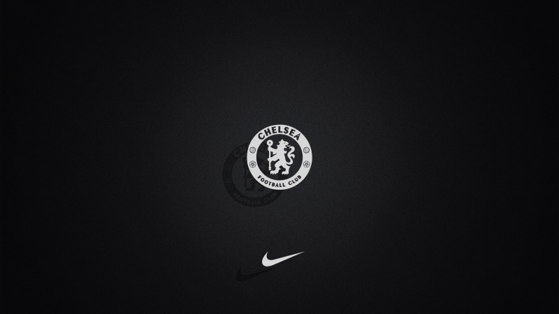 monochrome, Nike, black background, 2K, Chelsea FC, logo