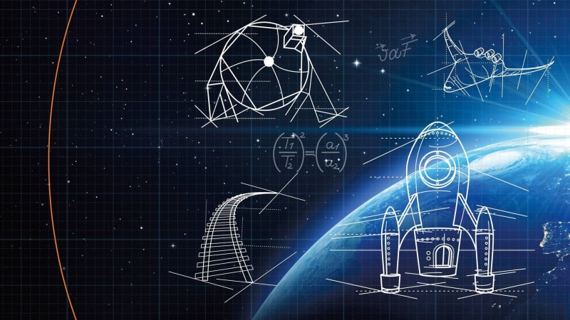 computer, sketches, drawing, planet, rocket, blue, global communications, spaceship, Earth, business, shape, space, blackboard, 1080P, pattern, equation