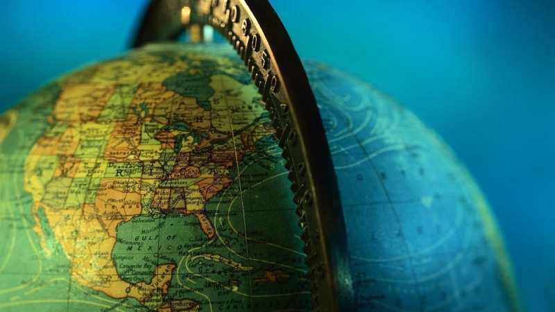 sea, Mexico, countries, no People, USA, desk, environment, map, planet - Space, globe, cartography, orange, decor, continents, Canada, europe, planet earth