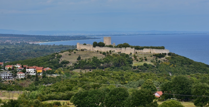 travel, olympus, castle, history, photography, platamon, landmark, surrounded, tree, gray, high angle view, idyllic, travel destinations, structure, land