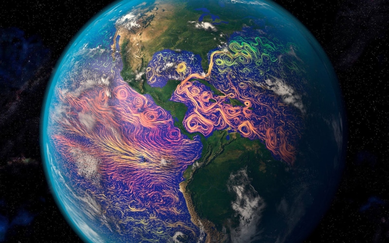 planet, South America, mainland, 1080P, satellite graphics, North America, ocean currents
