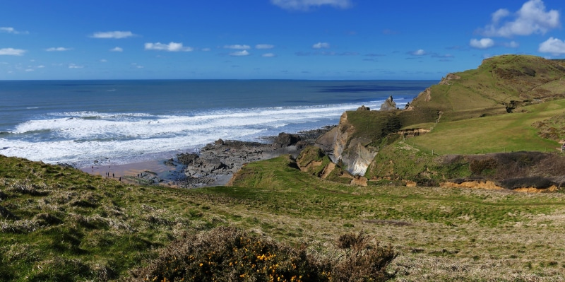 outdoors, mainland, tranquility, water, tourism, rural, grass, scenics - nature, no people, cloud - sky, horizon over water, kingdom, penzance, fields