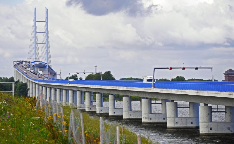 hanseatic city, inlet, rügen bridge, outdoors, cable-stayed bridge, bridge - man made structure, plant, transportation, bridge, cloud - sky, connection