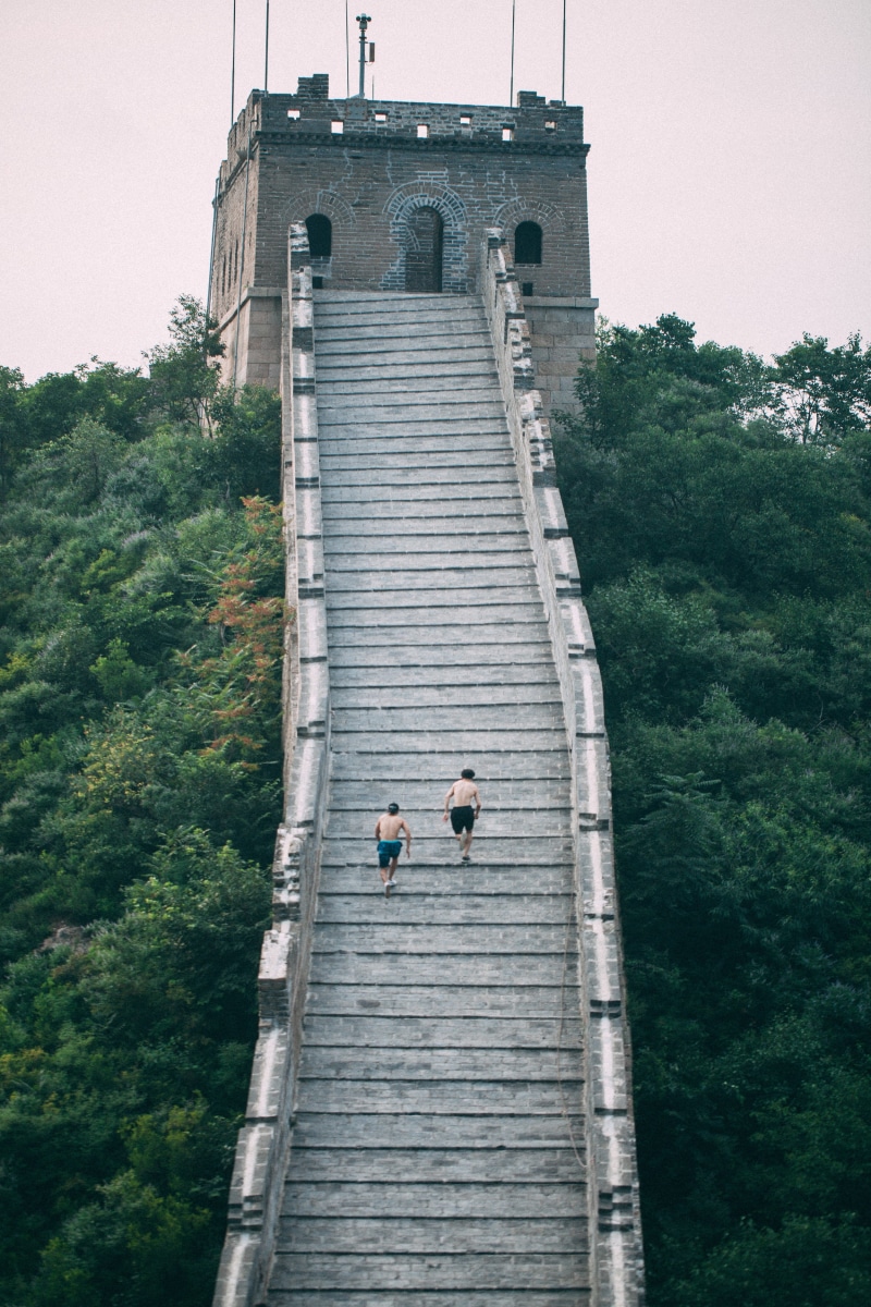 great wall, nature, lifestyles, summer, 2K, men, the great wall, run, architecture, outdoors, bridge - man made structure, travel, people, connection
