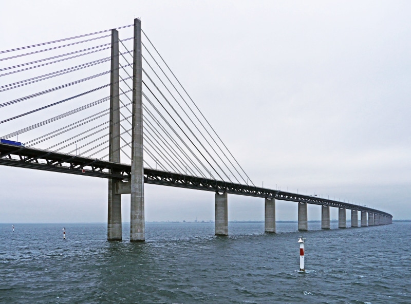 bridge, alloy, reach, cable-stayed bridge, malmö, tranquility, öresund, built structure, sky, bay, skagerak, horizon over water, scenics - nature, ramp