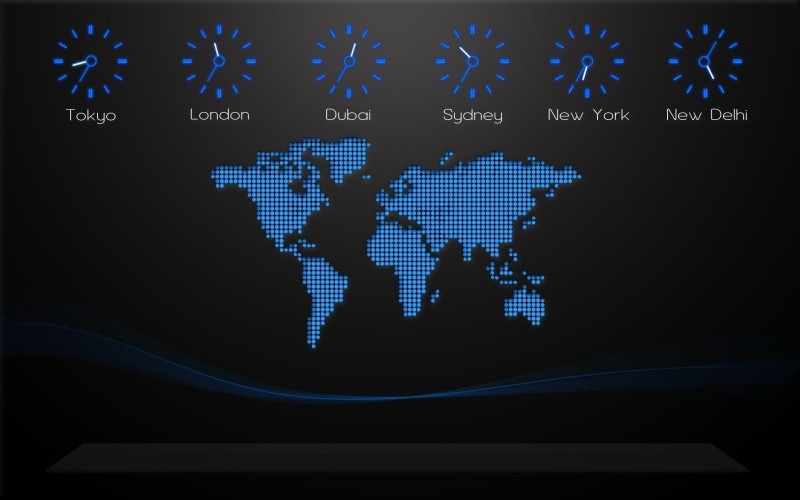 World Map, black background, Pixels, 1080P, city, digital art, Clocks, Time Zones