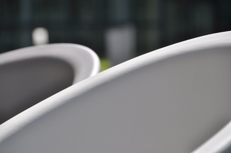 time out, quiet zone, selective focus, break, chairs, grey, equipment, abstract, architecture, lonely, industry, close-up, curve, garden furniture, seat
