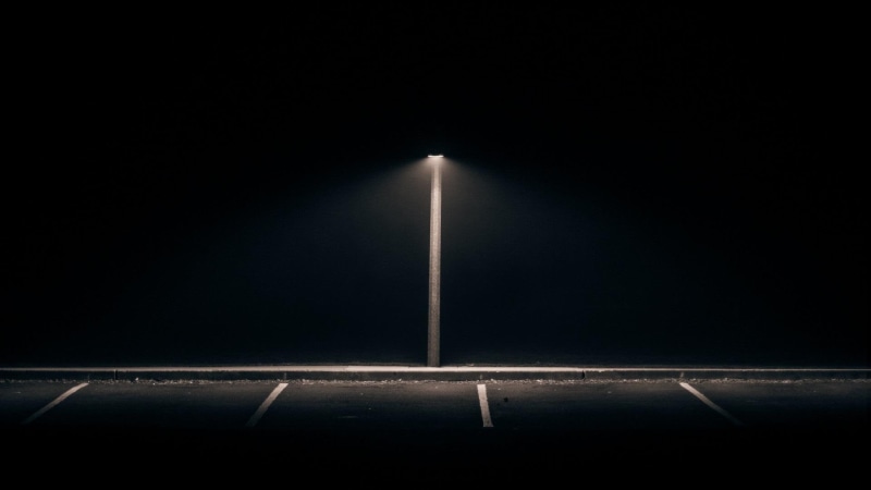 1080P, street, dark, night, minimalism, lamps, parking, black background, photography, background, black, lot, parking lot