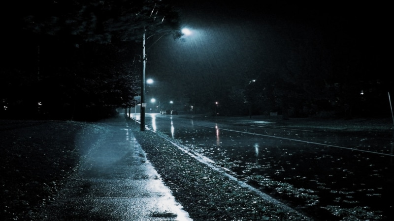 night, dark, rain, road, 1080P, street light, street