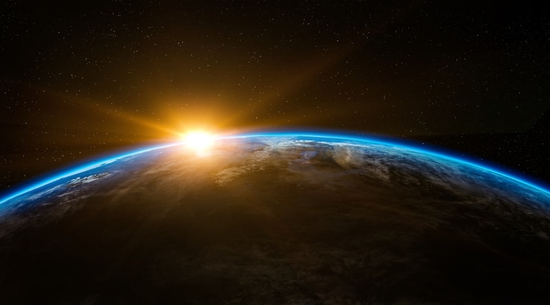 Planet, Life, futuristic, Outer, light - natural phenomenon, 3dEarth, Horizon, sky, night, Earth, satellite view, Sunshine, Cosmos, Black, Globe, Beam