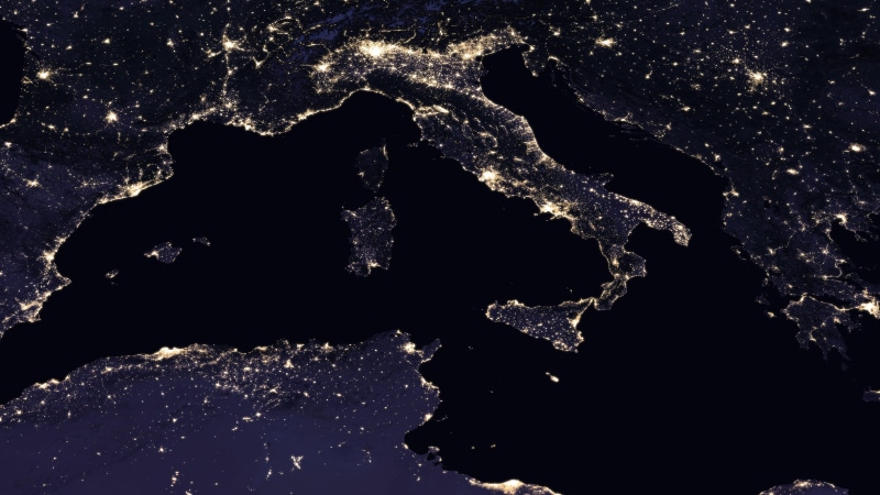 5K, lights, nasa, satellite, night, marble, mediterranean, blue, sea, world, europe, 5k, city, map, space, observatory, earth, italy