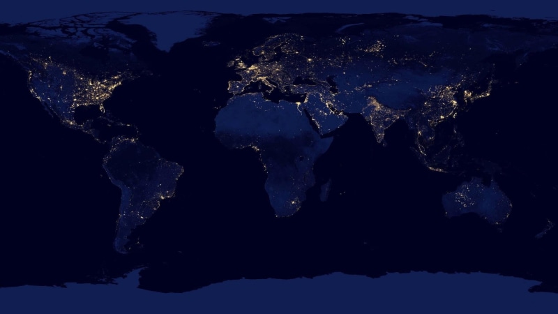 darkness, globe - man made object, nature, outdoors, frozen, world, map, worldmap, satellite view, 1080P, space, continents, blue, topography, city lights