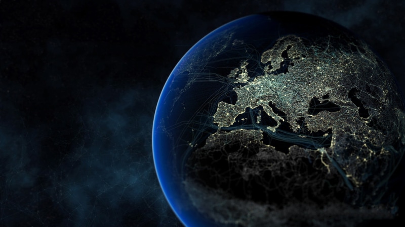concepts, map, architecture, night, global Business, science, illuminated, world, Europe, dark, planet, technology, planet - Space, black Color, globe - Man Made Object