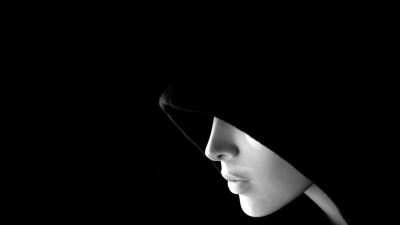 black and white, fantasy art, monochrome, digital art, anonymous, hoodie, black hoodie, 1080P, face, woman, girl, hacker