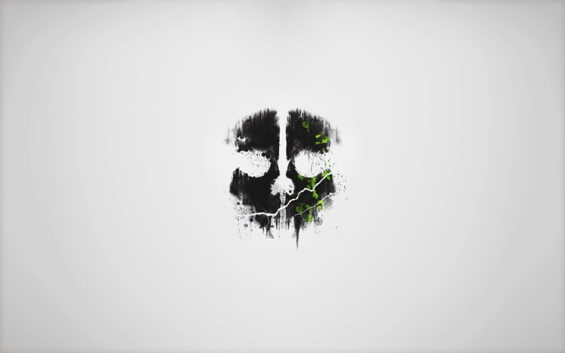 Call of Duty, black, 720P, green, minimalism, skull, video games, Call of Duty: Ghosts, lights, gray