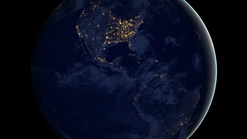 blue marble, nightlight, america, science, earth, light, ocean, night, space, 8K, city, continent, globe, united states, world, nasa, observatory