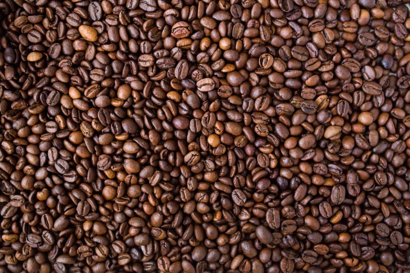textured effect, close-up, drink, coffee Bean, espresso, freshness, scented, cafe, indoors, large group of objects, 5K, caffeine, beans, refreshment, food