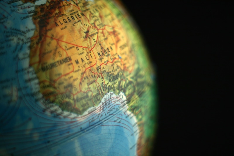 globalization, no people, globe - Man Made Object, africa, map, studio shot, nature, algeria, space, copy space, science, photo, topography, sphere, mali