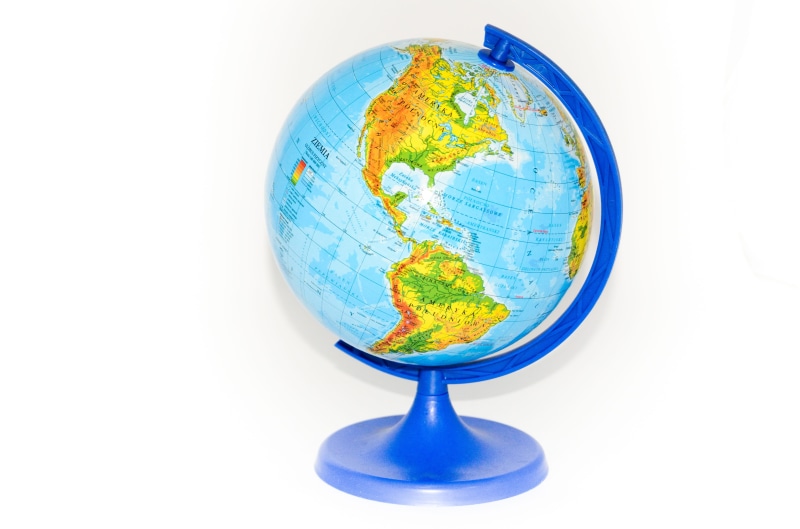 indoors, education, single object, isolated, business, nature, europe, map, no people, illustration, copy space, white Background, blue, cut out, 4K, globe - Man Made Object