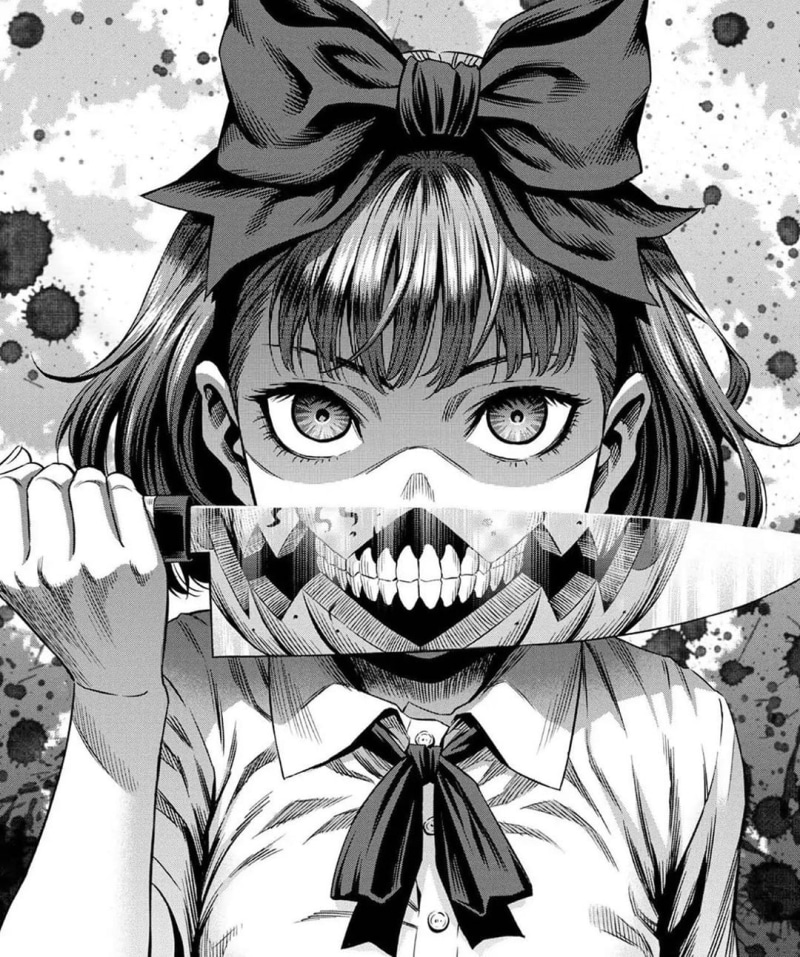 anime girls, manga, psychonauts, dark, black, 720P, Psycho, knife, low saturation, anime, gore, monochrome, white