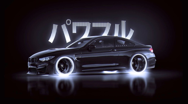 no people, land vehicle, motor vehicle, studio shot, sedan, BMW, illustration, Style, performance, shiny, text, mode of transportation, black background
