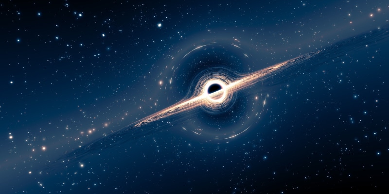 Gargantua, black holes, stars, digital art, CGI, gravitational lens, 2K, space