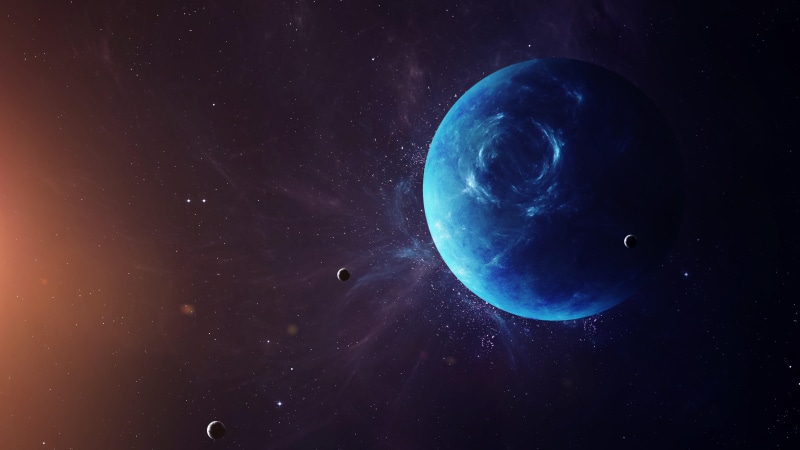 neptune, moon, 4K, solar system, space, planet