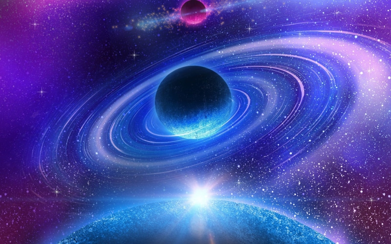 2K, sunlight, rings, galaxy, nebula, planet, black, purple, star, space
