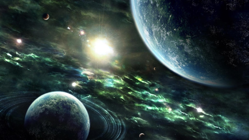 nature, planet - space, sky, astronomy, outdoors, planet earth, night, lens flare, scenics - nature, beauty in nature, orbiting, planet, space art, digital