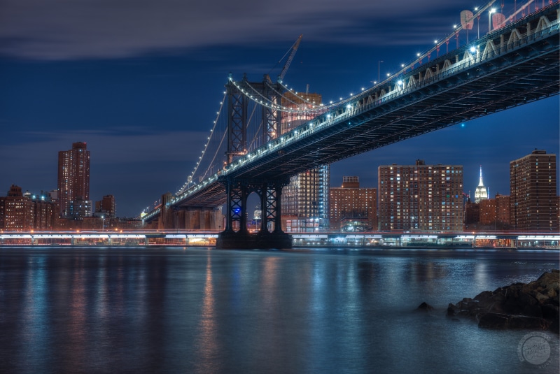 nighttime, famous Place, bridge, New York City, brooklyn - New York, 5K, painting, urban Skyline, DUMBO, Manhattan Bridge, ngc, new York State, east River