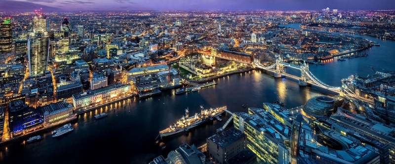 office building exterior, night, 3440x1440 px, high angle view, outdoors, 2K, city life, london, england, building, hd, bridge - man made structure, travel destinations